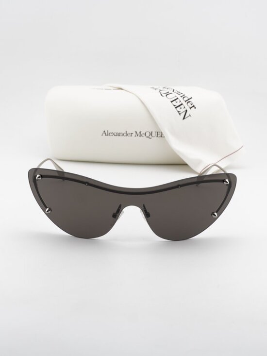 Alexander McQueen AM0413S 007 Shield Sunglasses - Silver / Grey main image 6
